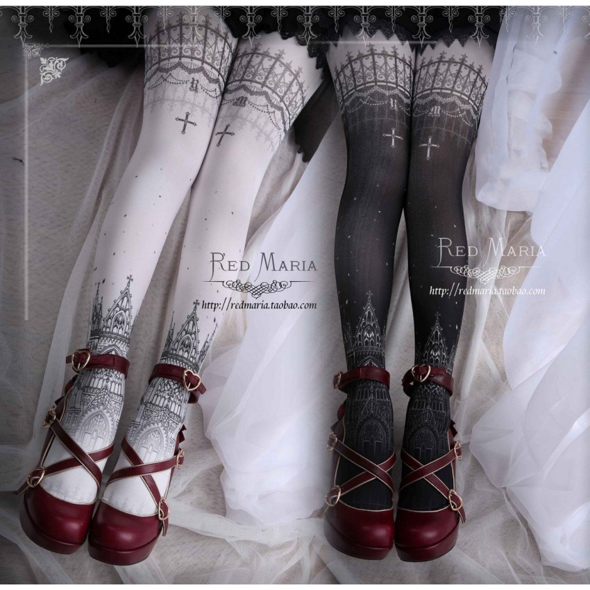 Red Maria Peacock Feather Tights - CLOBBAONLINE
