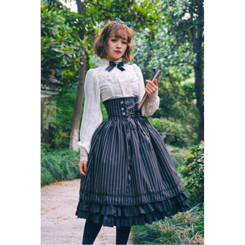 Surface Spell Gothic Striped Daily Corset Skirt - CLOBBAONLINE